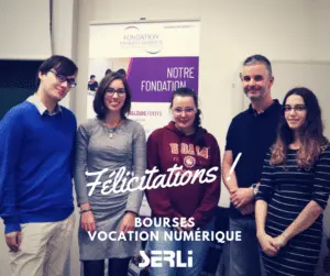 Les 4 étudiants qui ont reçu leurs bourses d'études des mains de Jérôme Petit, Président de Serli