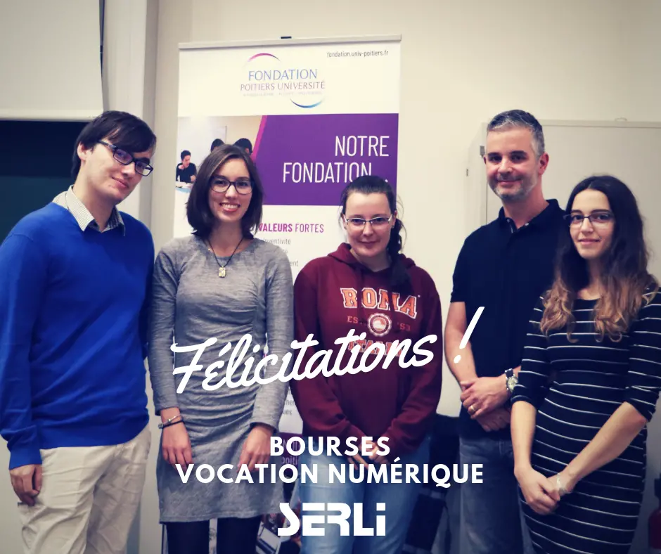 Les 4 étudiants qui ont reçu leurs bourses d'études des mains de Jérôme Petit, Président de Serli